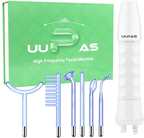 High Frequency Wand - UUPAS 6 in 1 Blue High Frequency Facial Machine with 6 Pcs Different Tubes for Face/Eyes/Body - Skin Tightening Machine for Acne Firming Skin Rejuvenation Wrinkle Removal