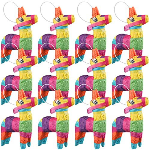 Kathfly 12 Pcs Mini Donkey Piñatas Small Mexican Piñata Cactus Fiesta Decorations Mexican Party Decorations Cinco De Mayo for Fiesta Theme Birthday Party Supplies (Cute Donkey)