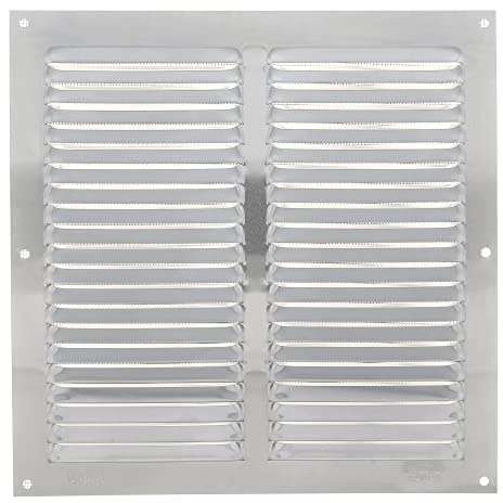 Amig - Quadratisches Lüftungsgitter aus Aluminium mit Moskitonetz | Lüftungsgitter für Luftauslässe | Ideal für Decken | Maße : 250 x 250 mm | Farbe: Silber