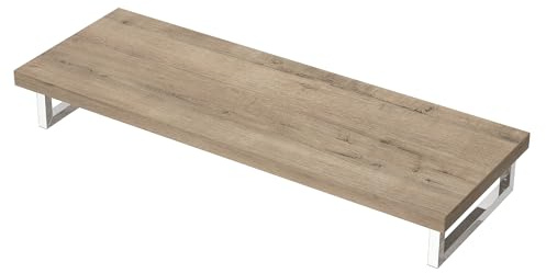 Mai & Mai Waschtischplatte Holz Wandkonsole Waschbeckenauflage 50x140cm | Waschtischhalter in Eiche Greige, 50mm dick Tischplatte, inkl. Edelstahlkonsolenträger Platte04