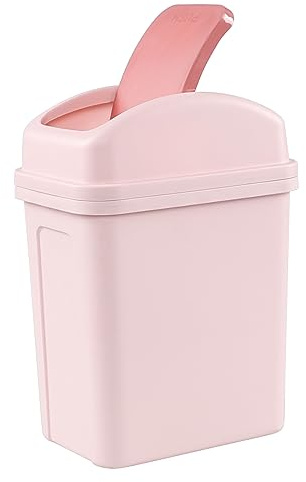 Ikando 7L Kleiner Schwingdeckel Mülleimer Mülleimer Papierkorb Papierkorb 1 Pack Pink