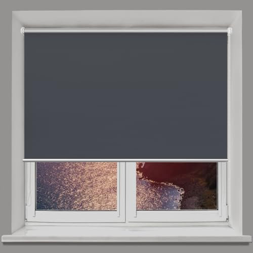 Doppelrollo Klemmfix Ohne Bohren 120 x 50 cm Hitzeschutz und Sichtschutz Verdunkelungsrollo Thermorollo Höhe Stufenlos Verstellbar für Fenster & Tür, Dunkelgrau