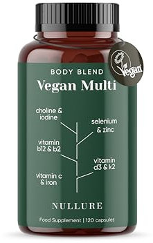 Nullure Vegan Multivitamin | 4 monate | Nahrungsergänzungsmittel Für die Vegane Und Plant-based Ernährung Entwickelt | Vitamin B12 + Vitamin D3 K2 vegan | Vitamine Mineralien & Ergänzungsmittel