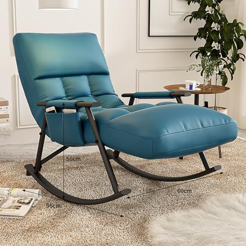 Schaukelstuhl Mit Gepolstertem Kissen, Stillstuhl Schaukelsessel Mit Stahlrahmen, Relaxsessel Terrassenstühle Für Den Außenbereich Für Terrasse, Hinterhof, Balkon, Veranda, Belastbarkeit Bis 150kg ( C