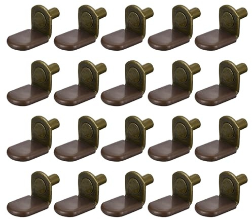 sourcing map Regalstützen, 40 Stück, 6 mm, L-förmige Stützwinkel, Regalstift mit Gummihülse für Möbel, Regale, Zubehör, bronzefarben