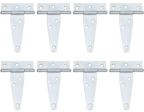 sourcing map 8Stk T-Riemen Türscharniere 4 Geschmiedet Tee Schuppen Tor Scharniere Eisen Hardware für Holz Scheune Zaun Yard Türscharniere (Weißes verzinkt)