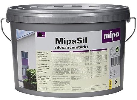 MIPA MipaSil Silikat Fassadenfarbe,Außenfarbe,weiss,matt,5 Liter