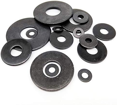 Arandela, Arandela plana 2/50 piezas M3 M4 M5 M6 M8 M10 M12 M14 M16 Acero negro grado 8.8 Tamaño grande Arandela plana grande y ancha Junta de ajuste de precisión Plana p ( Color : 50pcs M4x12x1mm )