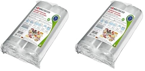 ROMMELSBACHER VRS 2060 Profi Folienrollen 20 x 600cm (2 Rollen, BPA-frei, für alle Balken-Vakuumierer, eingeprägte Luftrillen, wiederverwendbar, extrem reißfest) (Packung mit 2)
