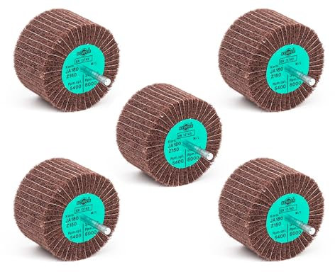 KEMPER 5 Stück Lamellenschleifer/Satinierwerkzeug Satifix® MS JA 180Z150, Ø80x50mm mit 6mm Schaft, Körnung JA180Z150 medium