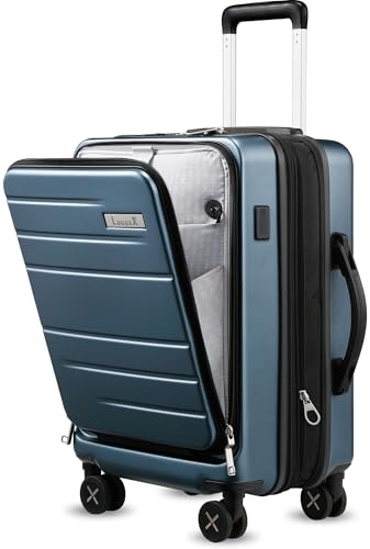 LUGGEX Valigia Bagaglio a Mano con Scomparto per Laptop - Trolley Valigia Rigido Espandibile in PC con 4 Ruote a Doppio Spinner e Lucchetto TSA, 55x36x23 cm