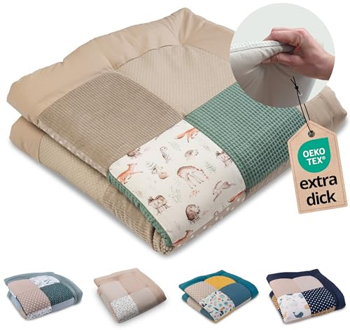 ULLENBOOM Tapis d'Éveil pour Bébé 100x100 cm - 100% OEKO-TEX, Épais et Rembourré - Idéal pour Jeux, Motricité et Sol Enfant -Amis de la forêt