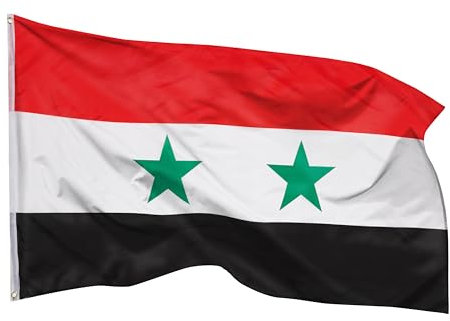 PHENO FLAGS Bandiera Siria - bandiera siriana 90 x 150 cm con occhielli in ottone - bandiera resistente per pennone - 100% poliestere