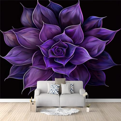 Murale Photo Papier Peint 150 x 105 cm Décoration Intissé Tableaux Poster Muraux Tapisserie Fleur mauve panoramique Chambre Paysage Déco Salon Maison Décorative Tenture Appartement