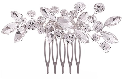 LAKJUOZ Braut Hochzeit Haarkamm Kristall Haarschmuck, Braut Haarkämme Silber Braut Haarteile Kristall Kopfschmuck Hochzeit Haarschmuck Für Frauen Und Mädchen (Silber)