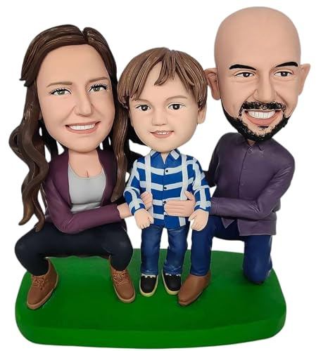 Wackelkopf-Figuren, personalisierbar, Ganzkörperfigur, handgefertigt, Wackelkopf-Figur, Puppenskulptur aus Bild, 3 Personen, hohe Ähnlichkeit, lustiges und einzigartiges Geschenk