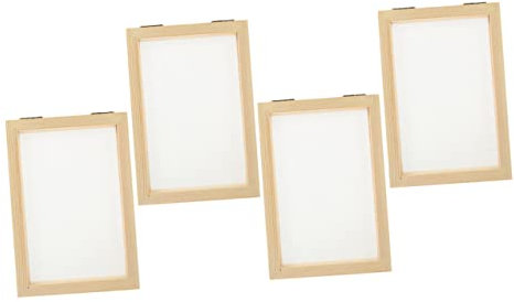 IWOWHERO 4stücke Papierherstellungsrahmen Holz DIY Papierherstellungsmaterial Für Handgeschöpftes Papier Basteln Junge Mädchen Lernen