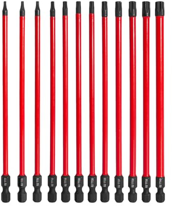 Monkey King Bar bit-Set, 12-teilig, 150 mm, langer Torx-, 1/4-Zoll-Sechskantschaft, S2-Stahl, magnetische Schraubendreher-Bit-Sets (T7, T8, T9, T10, T15, T20, T25, T30, T35, T40)