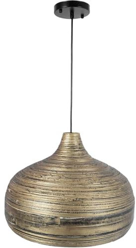 VIVANNO Deckenlampe Deckenleuchte Bambus SOLARI 43x30 cm schwarz gold