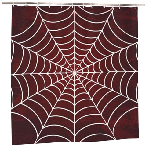 Myfsucce Set di tende da doccia in tessuto con ragno per Halloween, impermeabile, lavabile, extra larga, 182 cm, decorativa, con ganci, in poliestere, design unico per il bagno
