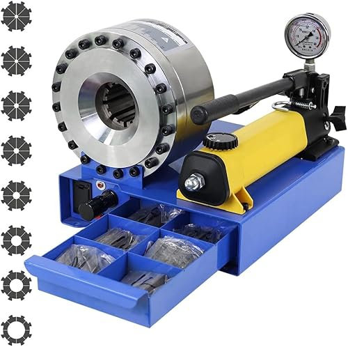 LABFENG Pinza crimpatrice per tubi con 8 matrici (10-30 mm) – Pinza crimpatrice in rame senza corrente per auto, agricoltura e industria, regolatore di precisione per scala