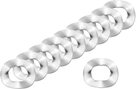 sourcing map Arandela de resorte ondulado, 50 piezas de 0.4 x 0.2 x 0.000 pulgadas (ODxIDxT) – Arandela curvada de acero inoxidable 304 para tornillo y juntas onduladas para maquinaria (plata)