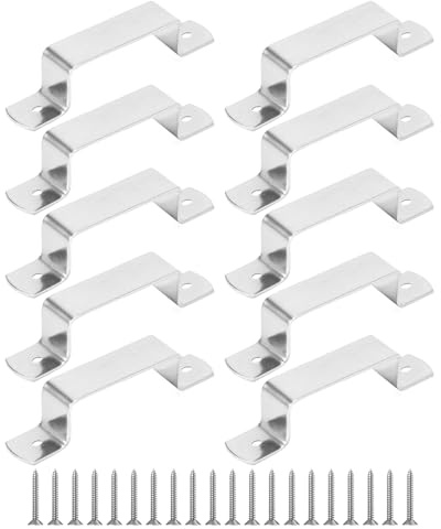 Fence Post Security Brackets, 10Pcs 80mm×20mm Fence Panel Clips 304 Stainless Steel Anti Rattle Bracket with Screws Post Clamp Bracket for Concrete or Wood Fences (Length 100mm, Height 20mm)