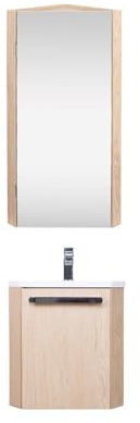 MOB-IN Ensemble Lave-Mains d'angle SKINO Suspendu avec Armoire Miroir