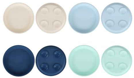 BOXOB 4uds Platos Bebé, 20,4cm de Silicona Platos con Ventosa Bebe para Comidas Equilibradas