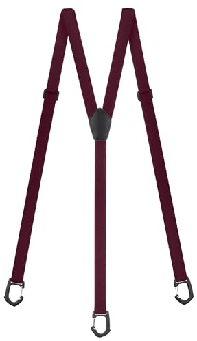 Olata Bretelle a Y Stile Skinny con Moschettoni in Plastica – 2 cm di Larghezza, Elastiche. Rosso Bordeaux