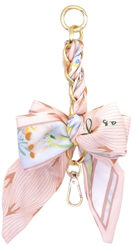 Yeeyeow Silk Bowknot Keychain for Woman,Bag Extension Chain Accessories for Bowknot Bag Strap(Style18)
