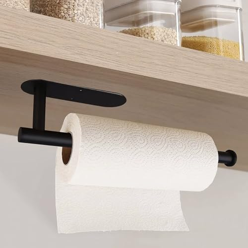 FALSKT Küchenrollenhalter aus Edelstahl, Skalierbar Papierrollenhalter Wandrollenhalter Küchenrolle Halter Küchenpapierhalter Küchentollenhalterung für Küchen, Badezimmer (Schwarz)