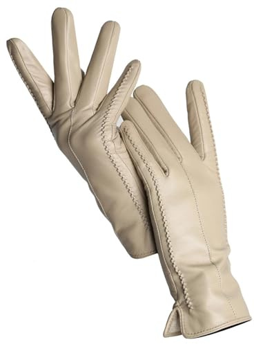 CNYUON Damenhandschuhe Winter Warm Plus Samt Kurze Dünne Fahrfarbe Damen Lederhandschuhe für Verschiedene