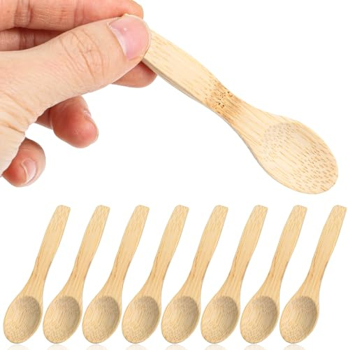 Mabor 8 mini cucchiai di legno da 8 cm, piccoli cucchiai da miele per barattoli, cucchiaini in bambù per cucina, cucina, spezie e condimenti