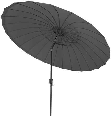 Pamapic Parasol de Jardin Exterieur, Parasol Inclinable 270cm avec 24 Baleines Cadre en Métal, Angle Réglable, Protection UV, Parasols de Balcon, Terrasse, Plage, Jardin, Gris