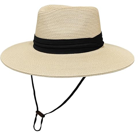 Wildarms Sombrero Panamá de Verano Unisex, Sombrero de Paja de ala Ancha Ligero y Plegable, Transpirable para Mujer y Hombre, Playa y Viaje