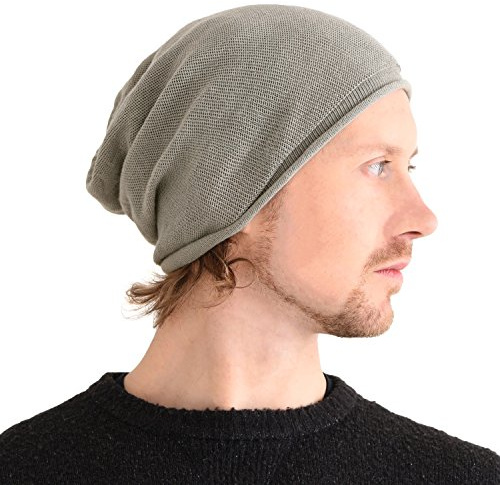 CHARM 100% Seta Beanie Berretto Naturale Chemio, Grigio