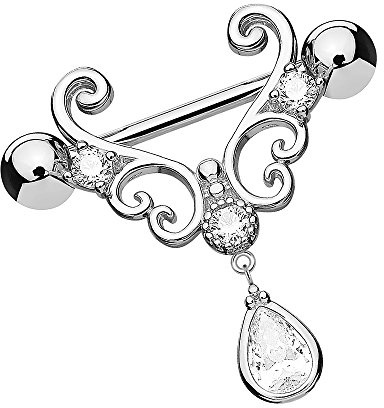 Piersando Brustwarzen Piercing Intimpiercing Schild Tribal mit Tropfen Kristall
