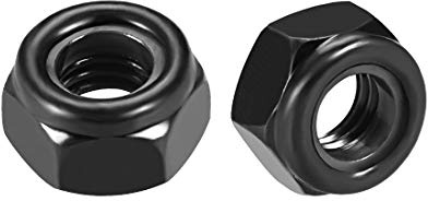 uxcell Hex Lock Nuts - M8 x 1.25mm Carbon Steel Nylon Insert Self-Locking Nuts for Fasteners, 20Pcs Black