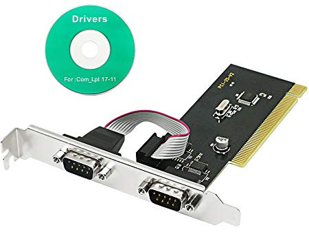 CERRXIAN PCI-auf-2 serielle Port-Erweiterungskarte DB9 serielle Port-Anschlüsse PCI auf 2 Ports COM 9-polig serielle Serie RS232 Kartenadapter