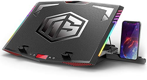 MeFee RGB Laptop Cooling Pad for 15.6-21 Inch Professional Gaming Laptop Cooler with 6 Quiet Fans and Button Control, Pure Metal Panel Portable Cooler