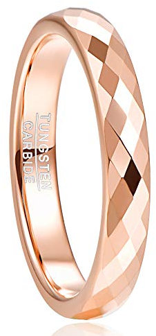 NUNCAD Ring Damen Wolfram Herren Ring Verlobungsring Eheringe Rosegold Ringe Schmal 4mm Breit Ring für Frauen Größe 66 (21.0)