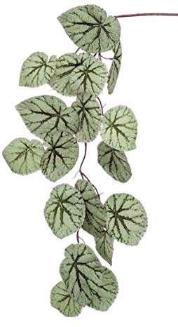 artplants.de Rama de Begonia Rex sintética Meira, Verde-Gris, 110cm - Begonia Artificial - Flor de Seda
