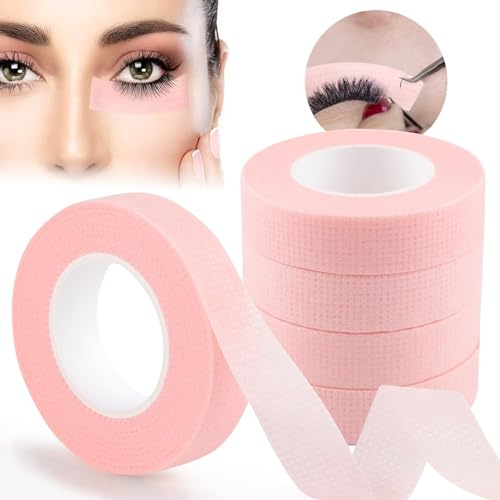 EBANKU 5 Rolls Lash Tape för ögonfransförlängning, ögonfransförlängningstejp, luddfri fransband för lösögonfransförlängningstillbehör (0,5 tum x 10 Yards)