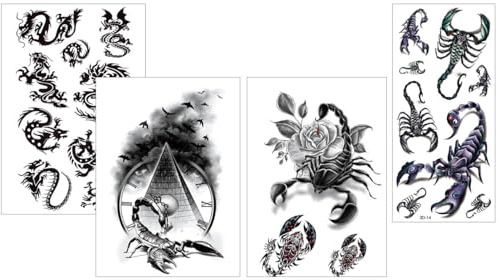 4 Bögen Skorpion Tattoo Männer Tattoo Arm Tattoo Drachen Fake Tattoo Scorpion 4