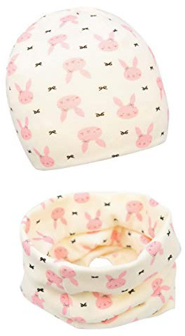 Baby Mädchen Beanie Mütze + Schlauchschal 2er Set, Wintermütze für Jungen Mädchen Baumwolle