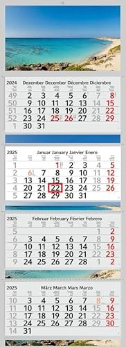 XXL 4 Monatskalender 2026 Elafonisi Beach mit 3/4 Monate Foto Kalender Strand Motiv Mittelmeer Wandkalender ohne Werbung Fotokalender Bürokalender Motivkalender Mehrblockkalender (4 Monatskalender)