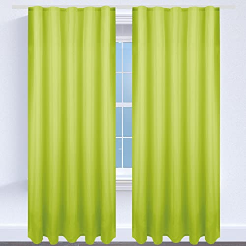 Bestgoodies Gardine mit Universalband 140x245 cm in Grün, blickdichter Vorhang mit Kräuselband in vielen Variationen