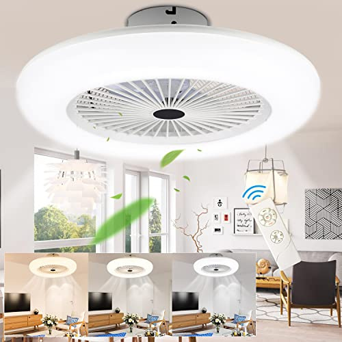 SWANEW 80W Deckenventilator mit Beleuchtung und Fernbedienung, LED Deckenlampe mit Ventilator Einstellbare Windgeschwindigkeit und Farbtemperatur