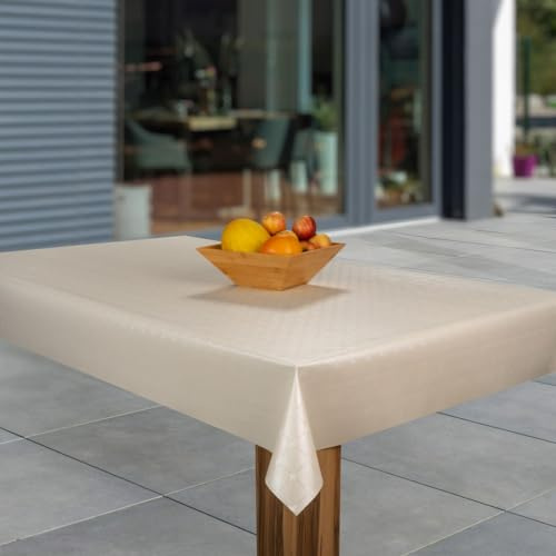 Wachstuch-Tischdecke Wachstischdecke Tischwäsche Abwaschbar Wachstuchdecke G11, Muster:Creme beige Glanz, Größe:100x140